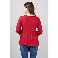 Women's Rayon Embroidered Casual Wear Top for Women and Girls|Women's Top Maroon-thumb1