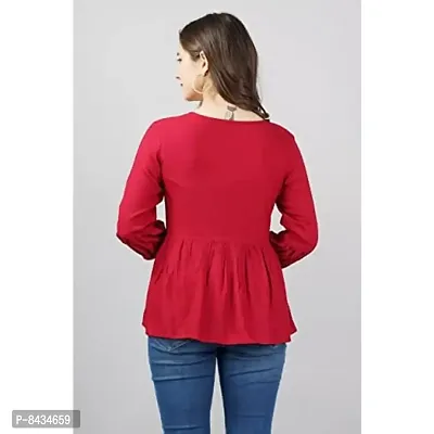 Women's Rayon Embroidered Casual Wear Top for Women and Girls|Women's Top Maroon-thumb2