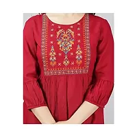 Women's Rayon Embroidered Casual Wear Top for Women and Girls|Women's Top Maroon-thumb2