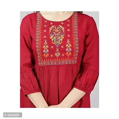 Women's Rayon Embroidered Casual Wear Top for Women and Girls|Women's Top Maroon-thumb3