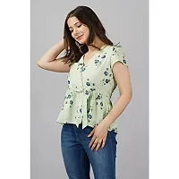 Women's Rayon Printed Casual Wear Top for Women and Girls|Women's Top Mint Green-thumb3