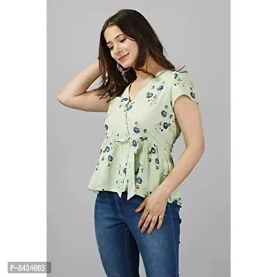 Women's Rayon Printed Casual Wear Top for Women and Girls|Women's Top Mint Green-thumb4