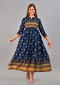 Women's Printed Rayon Anarkali Gown|Anarkali Kurta for Women & Girls|Women's Kurtas & Gowns-thumb1