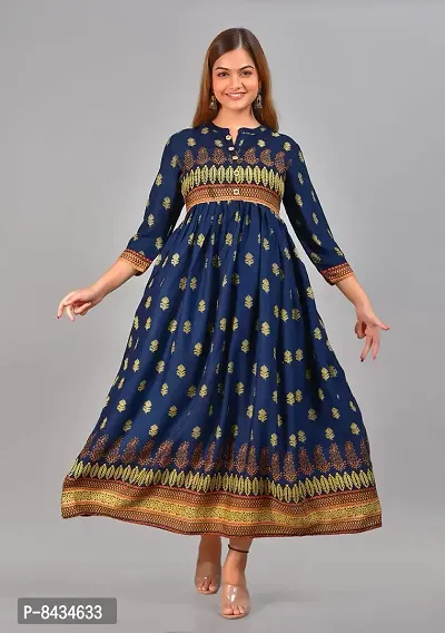 Women's Printed Rayon Anarkali Gown|Anarkali Kurta for Women & Girls|Women's Kurtas & Gowns-thumb2