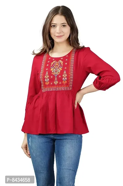 Women's Rayon Embroidered Casual Wear Top for Women and Girls|Women's Top