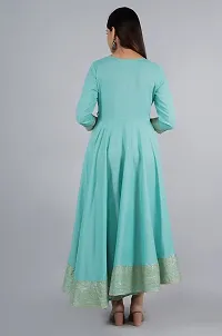 Women's Solid Rayon Lace Gota Anarkali Kurta|Anarkali Gown with Dupatta for Women & Girls-thumb1