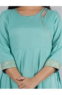 Women's Solid Rayon Lace Gota Anarkali Kurta|Anarkali Gown with Dupatta for Women & Girls-thumb2