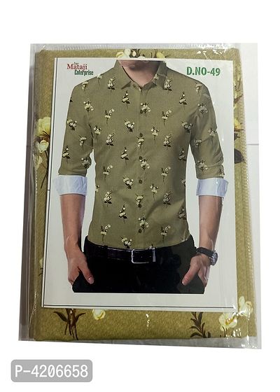 Green Poly Blend Unstitched Shirt Piece-thumb3