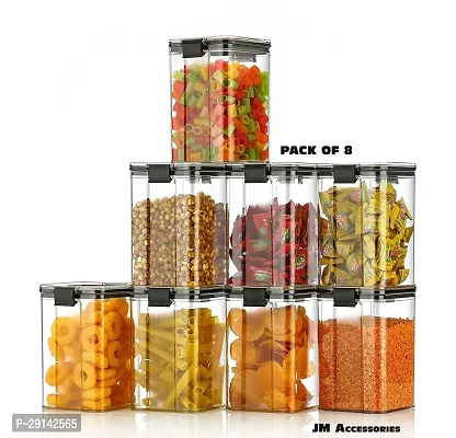 Food Storage Air Tight Lick Lock Containers, Kitchen Storage Containers with Lids for Rice and Cereal, Plastic Dry Food Canisters for Pantry Organization and Storage (1100 ML-Pack Of 8)-thumb0