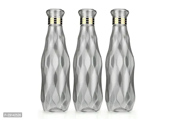 Leak Proof Crystal Shape white Designer Water Bottle 1 Ltr Set of 3 Bottles 1000 ml Bottlenbsp;nbsp;(Pack of 3, White, Plastic)