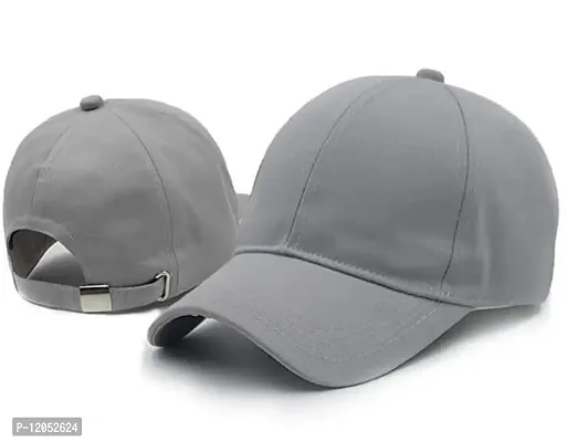 BIPTO Unisex Cotton Cap (CCA_088A_Grey_Free Size)