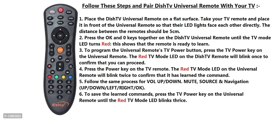 OSSDEN Dishtv HD Oval DtH dishtv HD Home Remote Controller Compatible Sd/Hd/Hd+/4k/ Sd Set Top Box Lightweight Universal Remote-thumb2