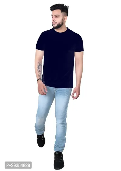 RAN ELEVEN Pure Cotton Solid Black Plain, Men's Regular Fit T Shirt-thumb0