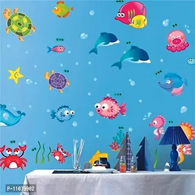 Akki World? Water Animal Thinks Couple Bedroom Wall Sticker for Decorative Wall Sticker for Living Room , Bed Room, Kide Room Size - 56CM X 61CM