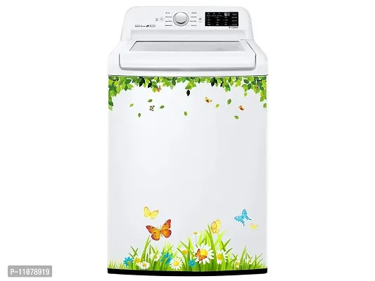 Akki World Grass & Butterflies Washing Machine Sticker (Size :- 22 X 33 inch) Stickers for Washing Machine/Cloth Machine/and All Decorative Stickers