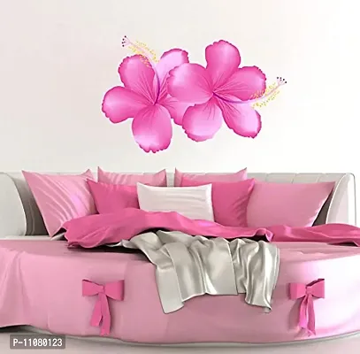 Akki World? Pink Flower Wall Sticker for Decorative Wall Sticker for Living Room , Bed Room, Kide Room-thumb0