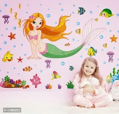 Akki World? Little Mermaid Cartoon Wall Sticker for Decorative Wall Sticker for Living Room , Bed Room, Kide Room