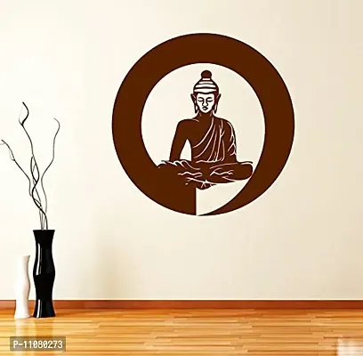 Akki World Brown Meditation Buddha Wall Sticker-thumb2