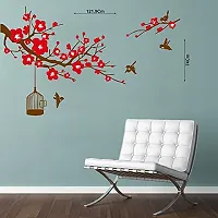 Akki World? Red Flower Tree Wall Sticker for Decorative Wall Sticker for Living Room , Bed Room, Kide Room-thumb1