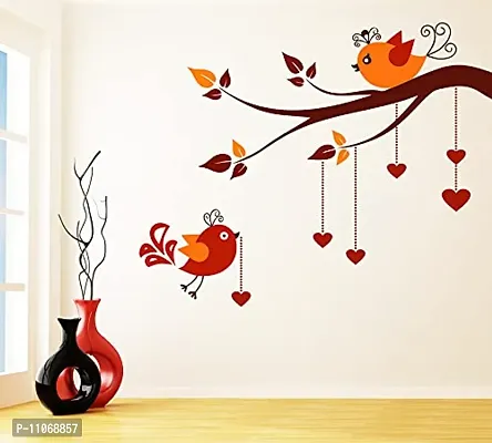 Akki World? Brown and Orange Bird Wall Sticker for Decorative Wall Sticker for Living Room , Bed Room, Kide Room-thumb0