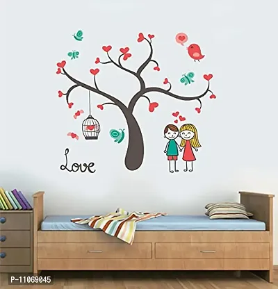 Akki World? Animated Couple Tree Wall Sticker for Decorative Wall Sticker for Living Room , Bed Room, Kide Room-thumb0