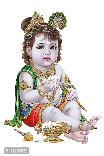 Akki World Lord Baby Krishna HD Poster for Bedroom, Kids Room, Living Room (Size - 30 cm X 45 cm)-thumb0