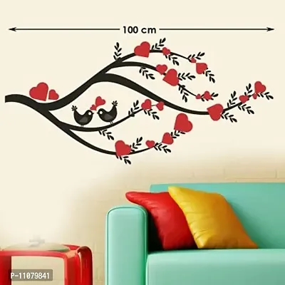 Akki World? Black and Red Branch with Hearts Wall Sticker for Decorative Wall Sticker for Living Room , Bed Room, Kide Room