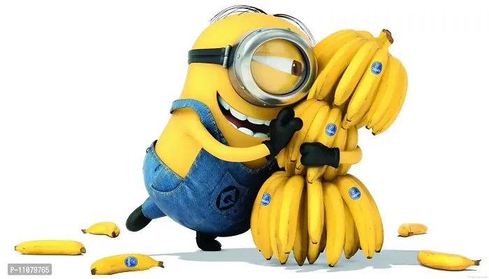 Akki World? Minions with Banana Wall Sticker for Decorative Wall Sticker for Living Room , Bed Room, Kide Room-thumb0