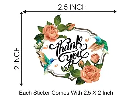 Akki World Bird Roses Thank You Gifts Stickers | Matte Finish Labels/Sticker | 2 Inches Stickers for Gifting Label - (50 Pieces/Labels)-thumb1