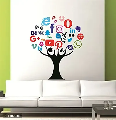 Akki World? Social Media Tree Wall Sticker for Decorative Wall Sticker for Living Room , Bed Room, Kide Room