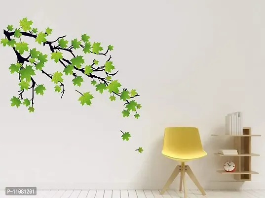 Akki World? Wall Sticker for Living Room/Bedroom/Office and All Decorative Stickers Green Leaf Tree Sticker-thumb0