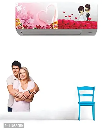 Akki World Pink Flower Heart Couple AC Sticker-thumb2