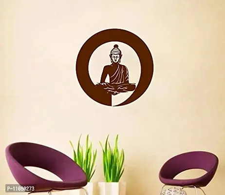 Akki World Brown Meditation Buddha Wall Sticker-thumb0