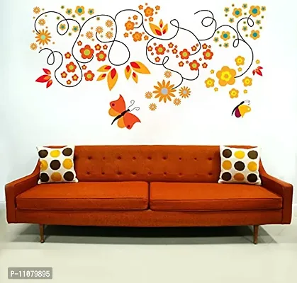 Akki World? Orange and Yellow Leaf Bell Wall Sticker for Decorative Wall Sticker for Living Room , Bed Room, Kide Room