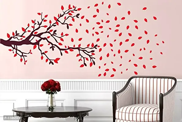 Akki World? Red Leaf Tree Wall Sticker for Decorative Wall Sticker for Living Room , Bed Room, Kide Room-thumb0