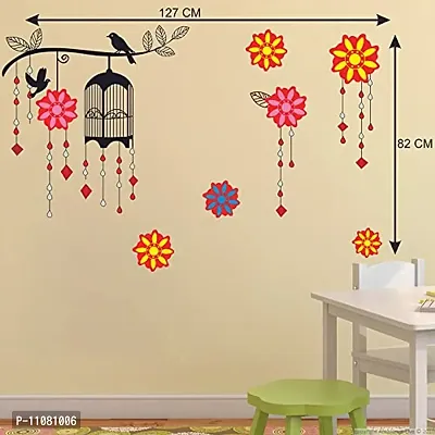 Akki World? Yellow and Black Flower Lamp Wall Sticker for Decorative Wall Sticker for Living Room , Bed Room, Kide Room-thumb3