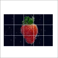 Waterproof Kitchen Strawberry in Water Wallpaper/Wall Sticker Multicolour - Kitchen Wall Coverings Area ( 90Cm X 58Cm )-thumb2