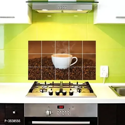 Waterproof Kitchen Cup of Tea Wallpaper/Wall Sticker Multicolour - Kitchen Wall Coverings Area ( 90Cm X 58Cm )-thumb2