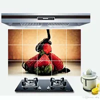 Waterproof Kitchen Strawberry Wallpaper/Wall Sticker Multicolour - Kitchen Wall Coverings Area ( 90Cm X 58Cm )-thumb1