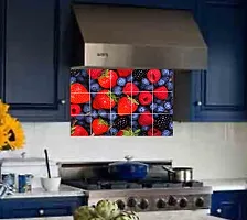 Waterproof Kitchen Strawberry and Berries Wallpaper/Wall Sticker Multicolour - Kitchen Wall Coverings Area ( 59Cm X 91Cm )-thumb1