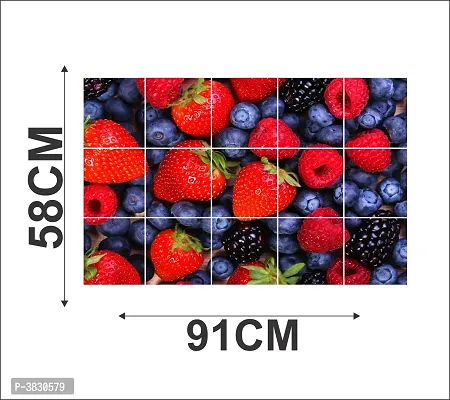 Waterproof Kitchen Strawberry and Berries Wallpaper/Wall Sticker Multicolour - Kitchen Wall Coverings Area ( 59Cm X 91Cm )-thumb4