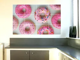 Waterproof Kitchen Beautiful and tasty Donuts wall sticker Wallpaper/Wall Sticker Multicolour - Kitchen Wall Coverings Area (61Cm X92Cm)-thumb1