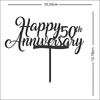 Happy Anniversary Cake Topper, Happy Birthday Cake Decoration Item, Special Cake Decoration For Kids Wife Husband Friend Cousin - Pack Of 1 (Black)-thumb3