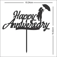 Happy Anniversary Cake Topper, Happy Birthday Cake Decoration Item, Special Cake Decoration For Kids Wife Husband Friend Cousin - Pack Of 1 (Black)-thumb3