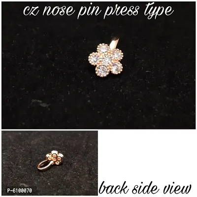 allure chunky press cz nose pin rose gold plated-thumb0