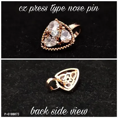 gorgeous new stylo press cz nose pin rose gold plated
