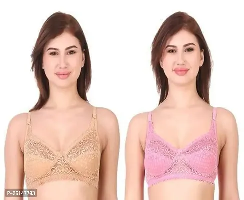 Stylish Multicoloured Net Bras For Women Pack Of 2-thumb0