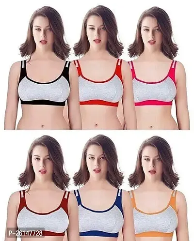 Stylish Multicoloured Cotton Bras For Women Pack Of 6-thumb0