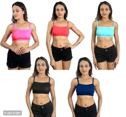 Stylish Multicoloured Cotton Blend Bras For Women Pack Of 5-thumb0