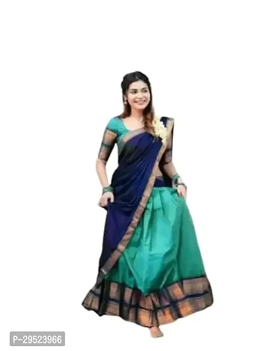 Elegant Art Silk Jacquard Semi Stitched Lehenga Cholis For Women-thumb0